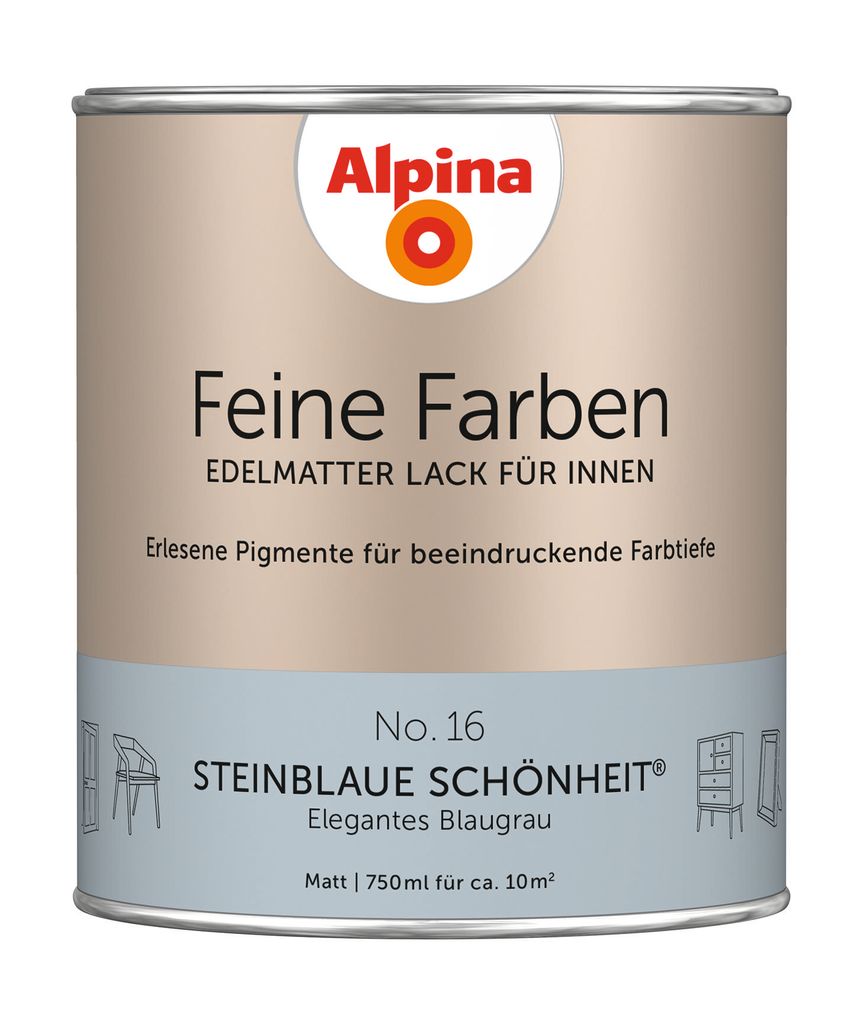 Alpina Feine Farben Lack No. 16 Steinblaue Schönheit - Produktbild 