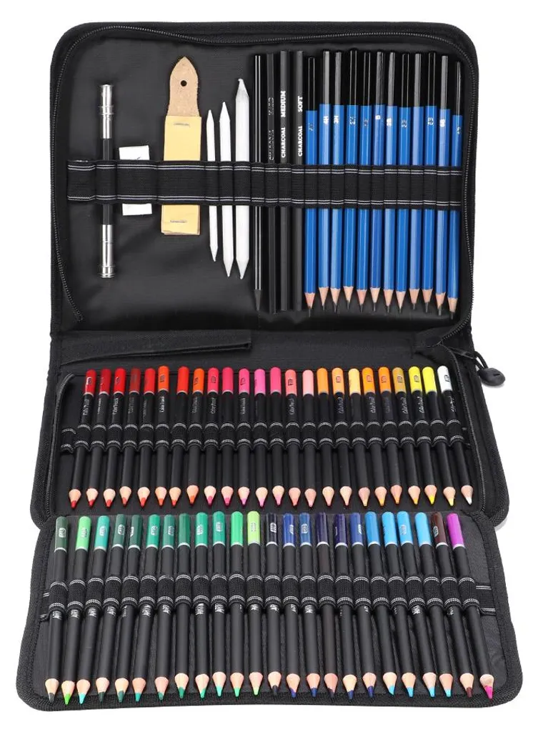 Kit de dessin 95 pièces idéal pour apprendre le portrait et le paysage