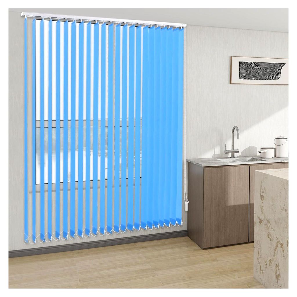 Lamellenvorhänge – Vertikale Jalousien zur Verdunkelung und Dekoration – 180x200 cm für Büroarbeitsplätze, Haus und Wohnung (Blau)