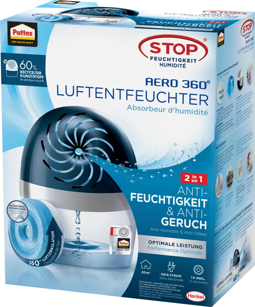 Absorbeur d'Humidité Pattex Aero 360 Appareil PA360 pour Pièce de 20m2