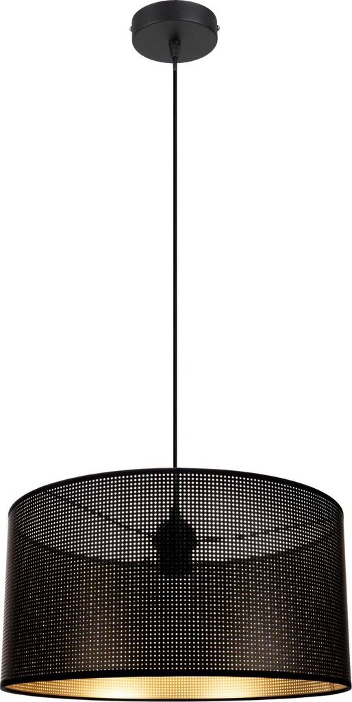 Pendelleuchte Metall Ø 40 cm rund H: max. 90 cm in Schwarz Gold E27 Hängelampe
