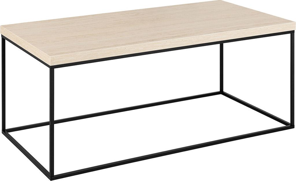 Barossa Rechteckiger Couchtisch, Platte Travertin, Untergestell Schwarz, 110x55x45 cm