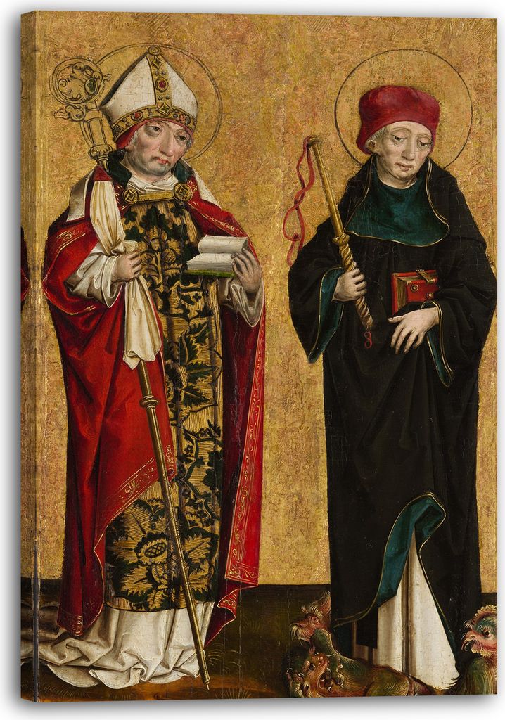 Leinwandbild (40x60cm): Meister von Eggenburg - Heiliger Adalbert und Heiliger Prokopius, echter Holz-Keilrahmen inkl. Aufhänger, handgefertigt in...