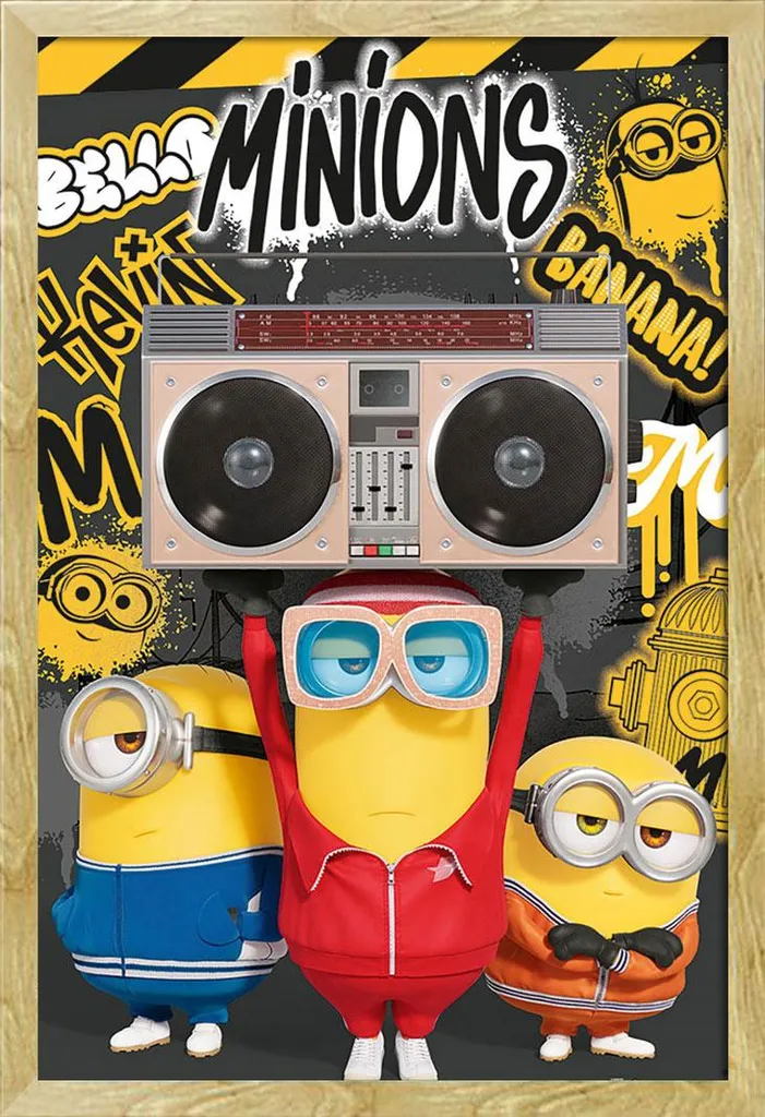 Set Poster Minions Gru's Crew + Cornice Shinsuke MDF Faggio 61x91,5cm