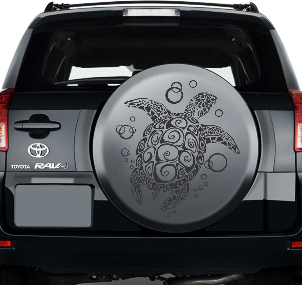Aufkleber - Autoaufkleber "Retro Turtle" 102cm x 112cm schwarz - Tuning Carystyling Heckscheibe Auto