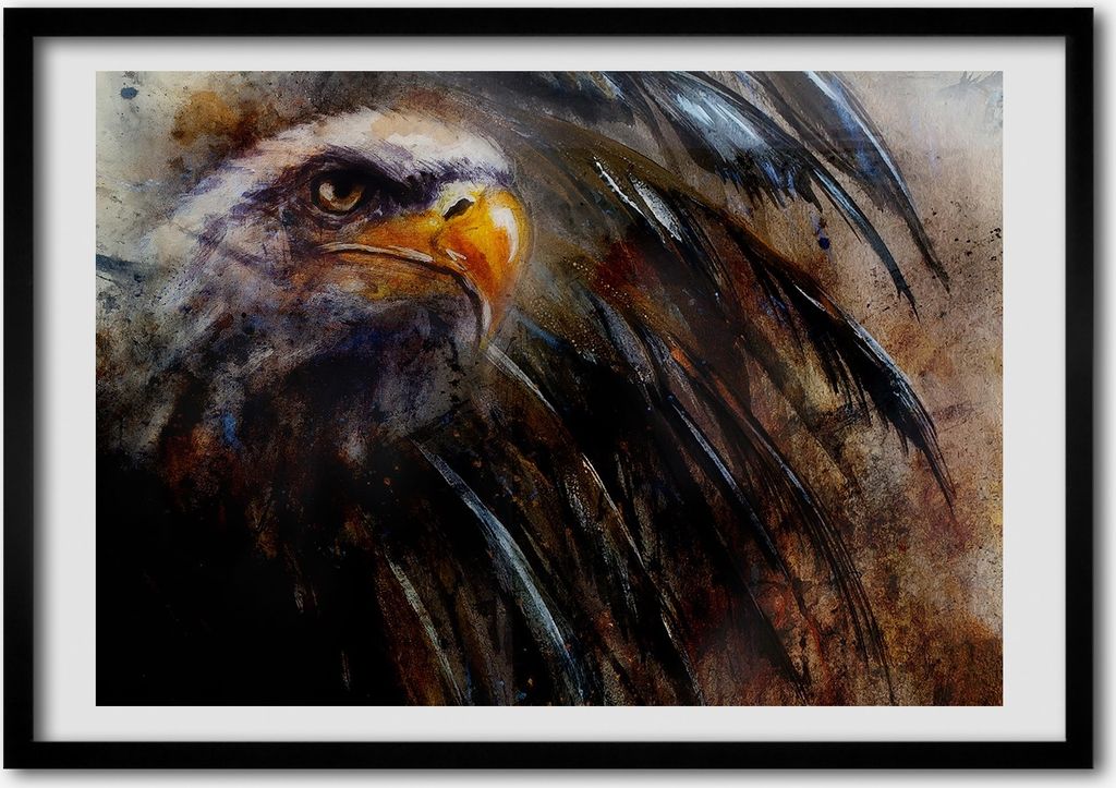 Bild - Bilder - Bilderrahmen - 70 cm x 50 cm - MDF-Rahmen, Wandkunst Adler