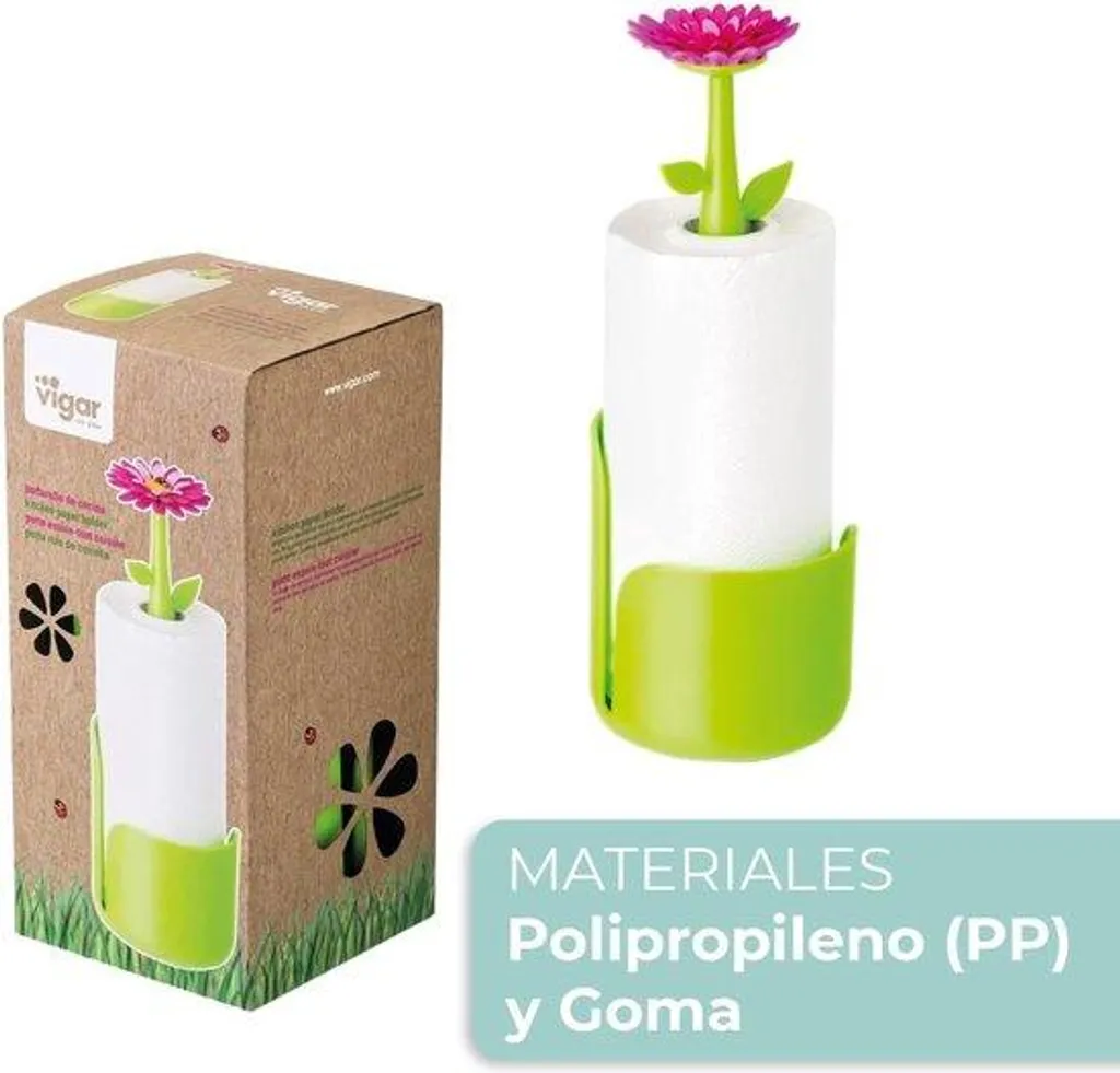 Support papier essuie-tout stable Flower Power : évitez les chutes de rouleau