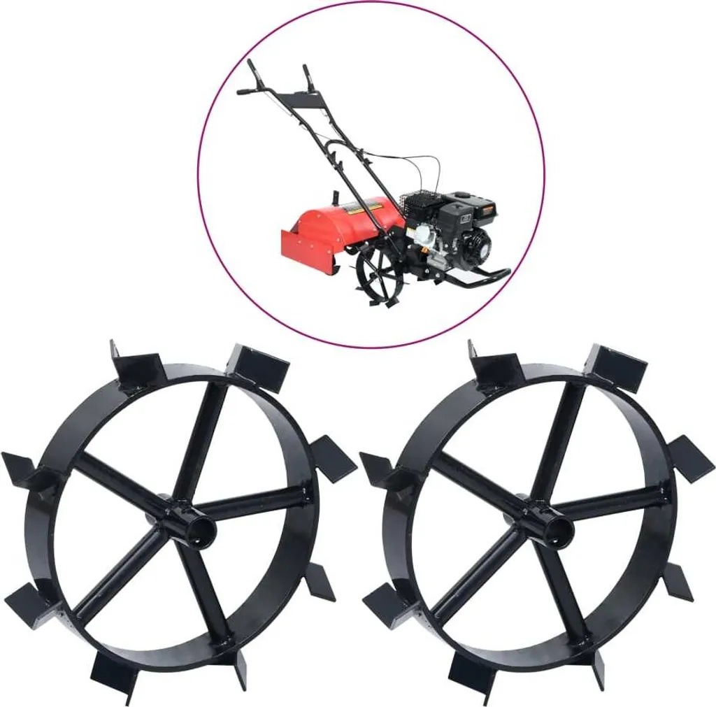 Roues Métalliques Anti-Patinage pour Motobineuse 6,5 CV - Kit Complet