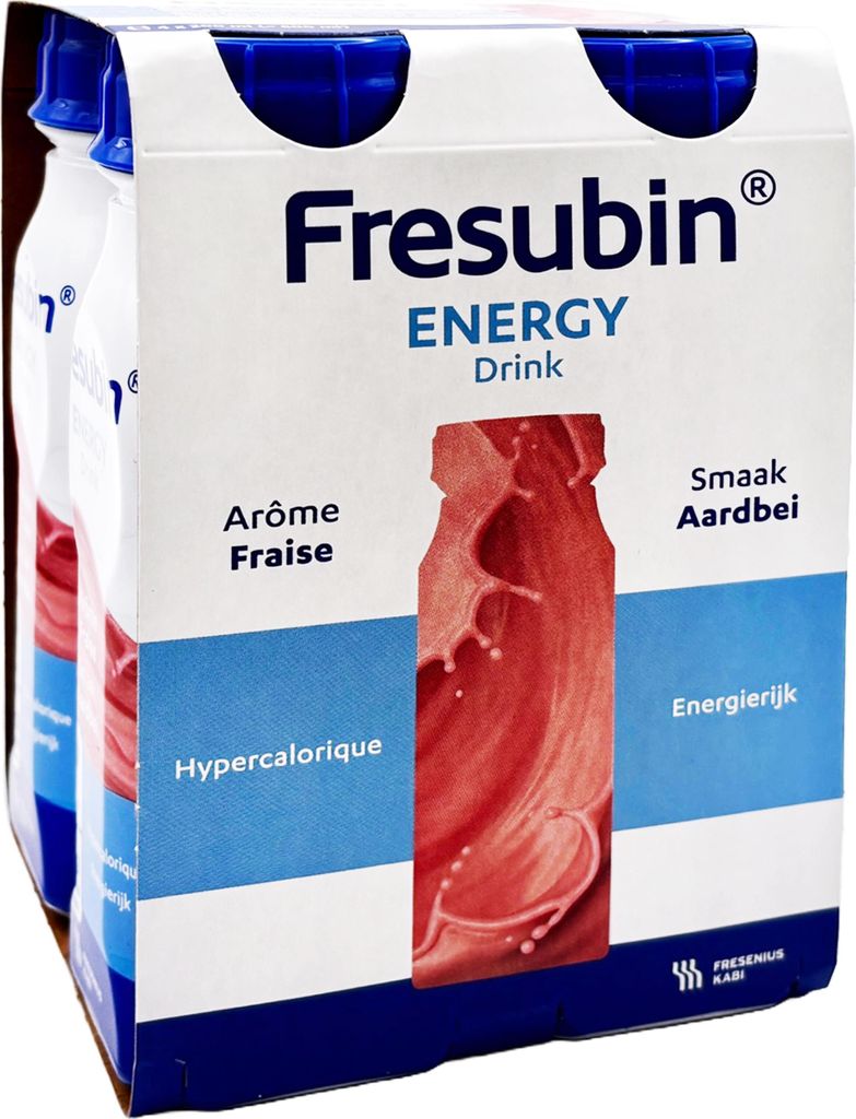 Fresubin ENERGY Drink Erdbeere | Trinknahrung hochkalorischer Energy Drink Erdbeere 4x200ml Trinkflasche