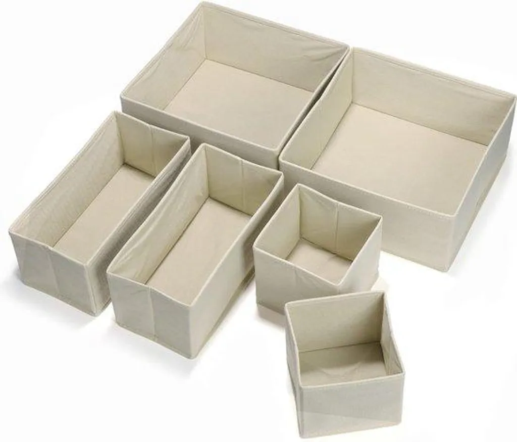 Panier pliable en tissu gris pour sous-vêtements et chaussettes - 6 pièces