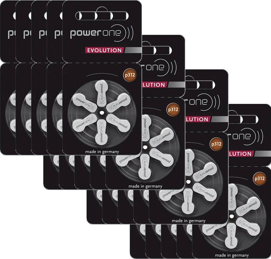 Varta 20x Power One EVOLUTION Gr. 312 Hörgerätebatterien 1,45V 6er Blister PR41 Braun p312