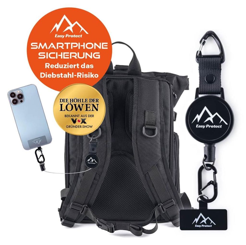 Peak Protect Handy Sicherung mit Stahlseil & Karabiner – Produktbild 