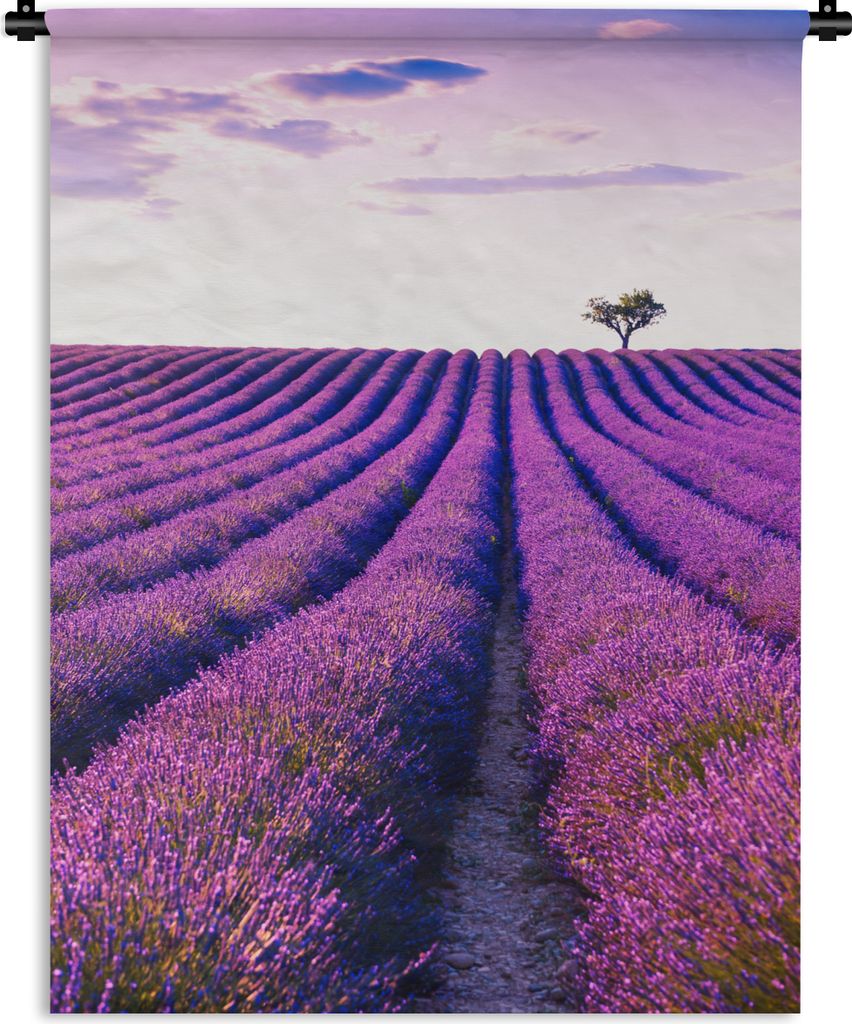 MuchoWow Wandteppich Wandbehang Lavendel - Bäume - Lila - Blumen 90x120 cm Tapisserie Dekoration Wandtuch - Wanddeko