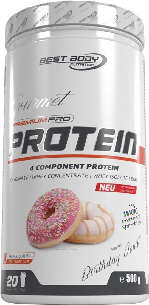 Best Body Nutrition - Gourmet Premium Pro Protein - 500 g Dose, 1 x 500 g Dose, Geschmack: Birthday Donut