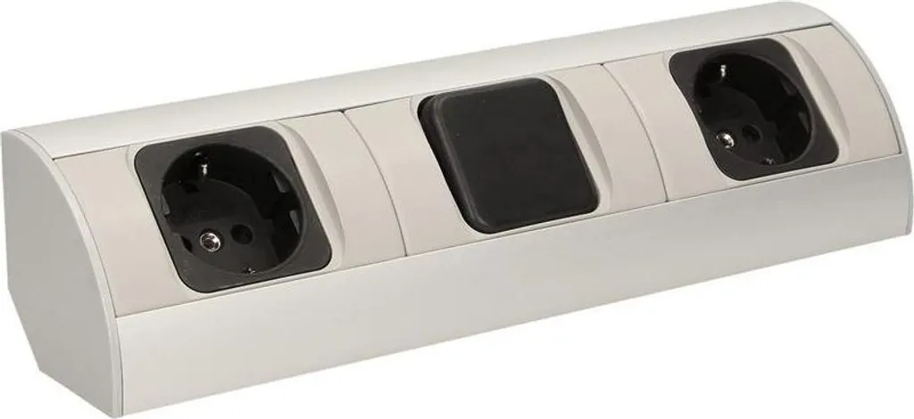 Multiprise de bureau double Schuko argentée pour PC et multimédia 0.5m - 4