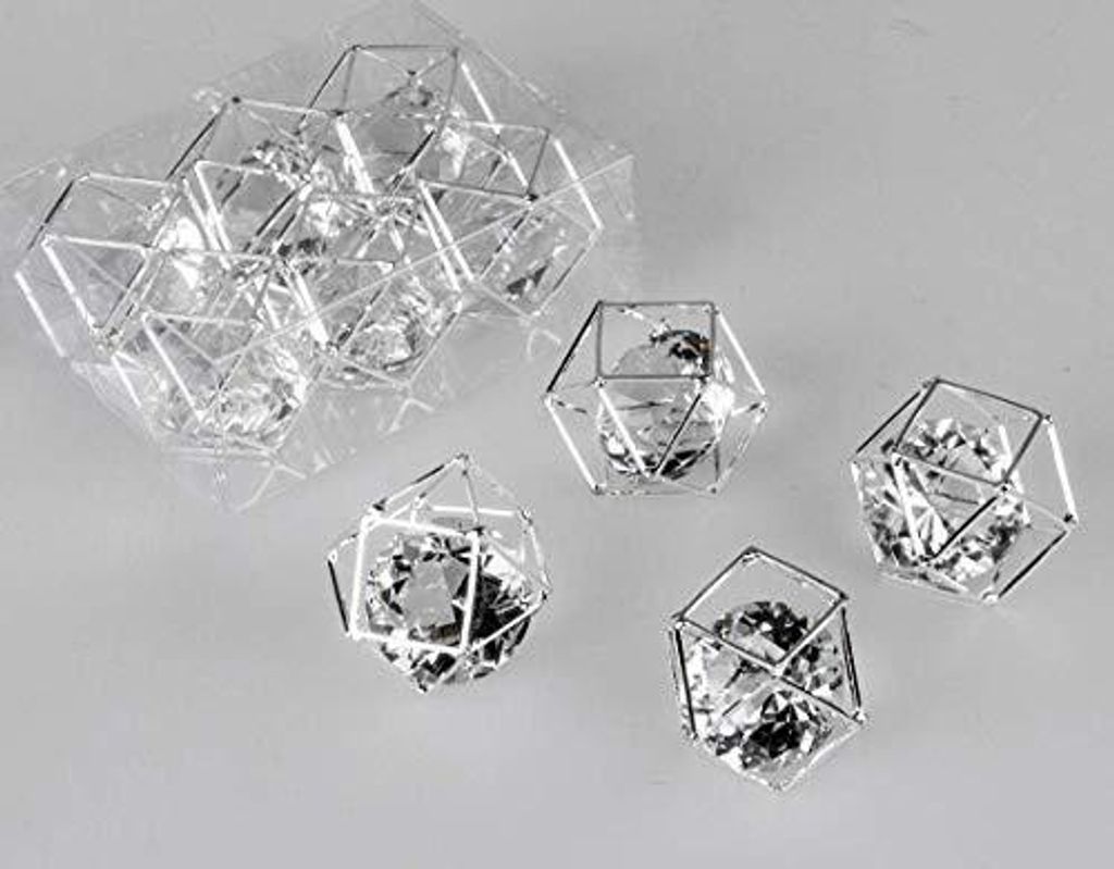 Dekowürfel Ø 3cm Silber-Kristall Tischdeko Schalendeko Metall 6 Stück
