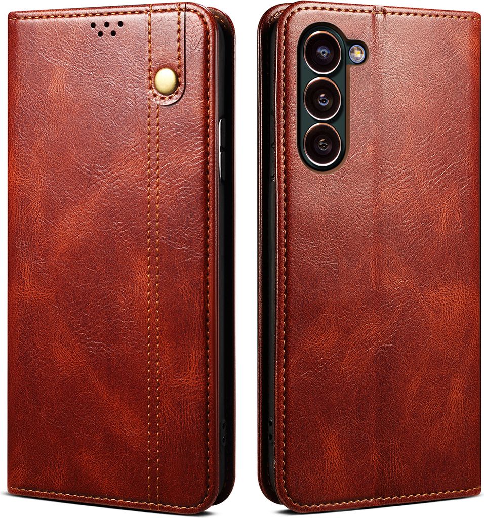 Galaxy S23 Hülle, Leder Flip Brieftasche Schutzhülle für Samsung Galaxy S23 Rot
