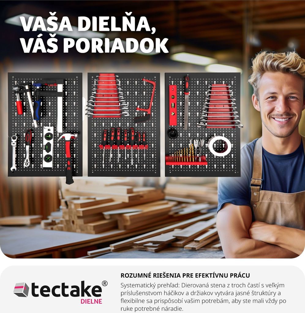Perforovaný panel na náradie Jonah s háčikmi a držiakmi - Obrázok produktu 8