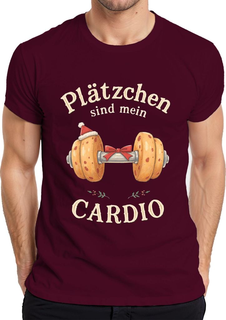 Plätzchen sind mein CARDIO Weihnachtskekse Fitness Lustig Herren T-Shirt, Burgundy, S