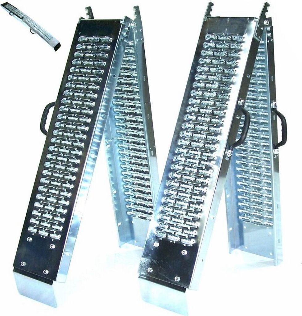 1 Paar Stahl Auffahrrampe 180cm 400kg klappbar 06059 Laderampe Auffahrschiene