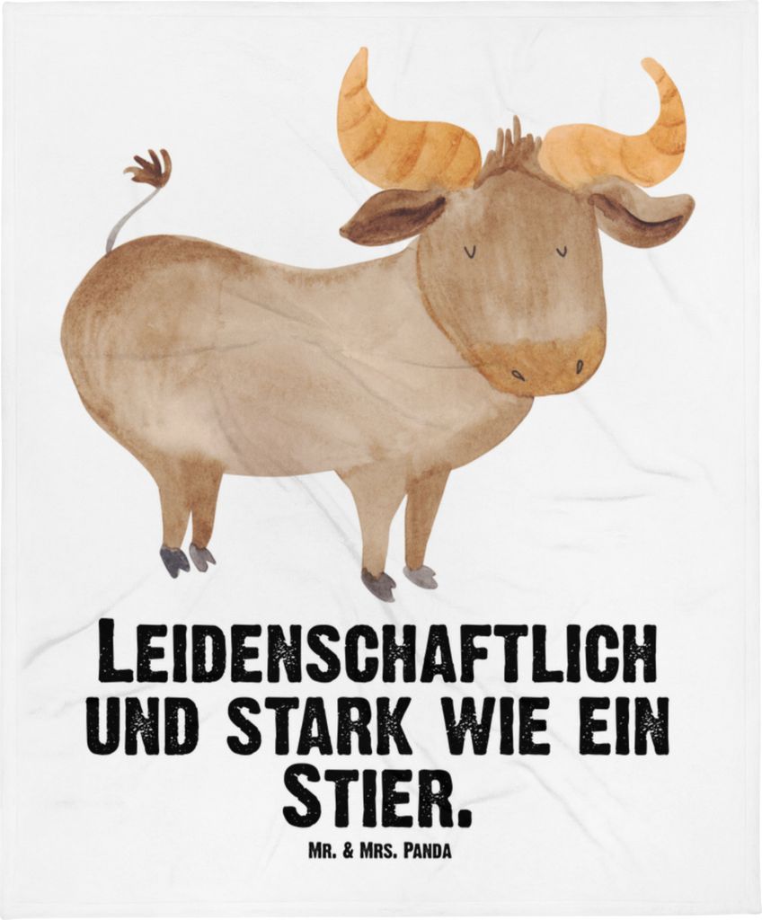 Mr. & Mrs. Panda Babydecke Sternzeichen Stier - Weiß - Geschenk, Fleecedecke, Rind, Schlummerdecke, Geburtstag Mai, Ochse, Kinderdecke, Plaid, Apr...