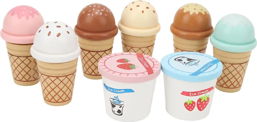 Stand de Glaces en Bois Naturel avec Accessoires - Jeu Créatif Interactif
