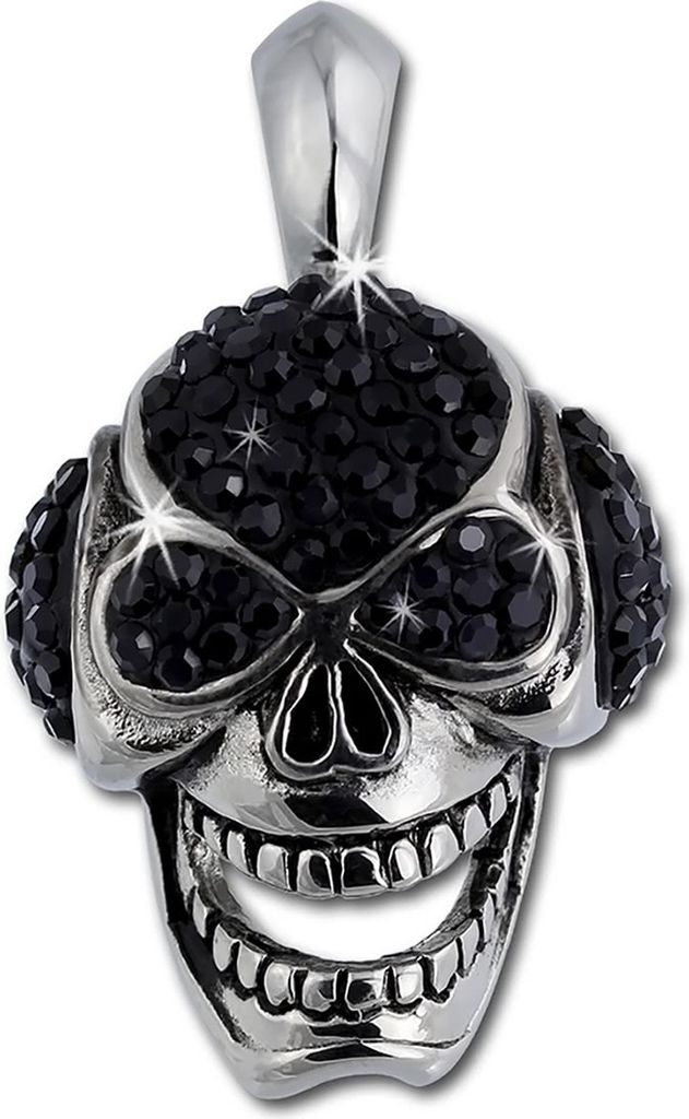 Amello Kettenanhänger Damen Herren Zirkonia Edelstahl silber schwarz D2ESHS50S