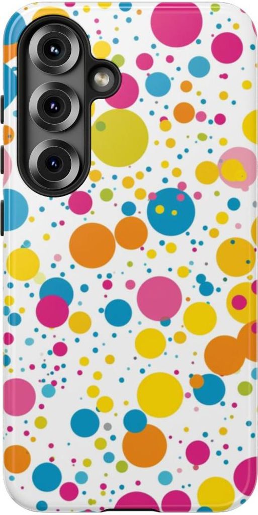Bunte Punkte auf Weiß – Hülle Kompatibel mit Samsung Galaxy S25