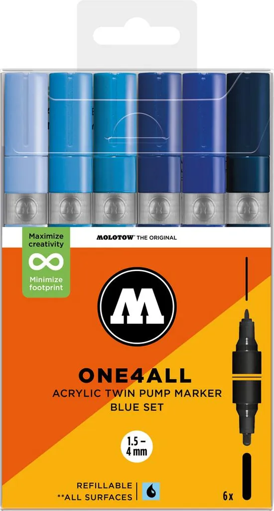 Molotow One4All Acrylic Twin Blue Set - Fornitura Tecnica Artisti