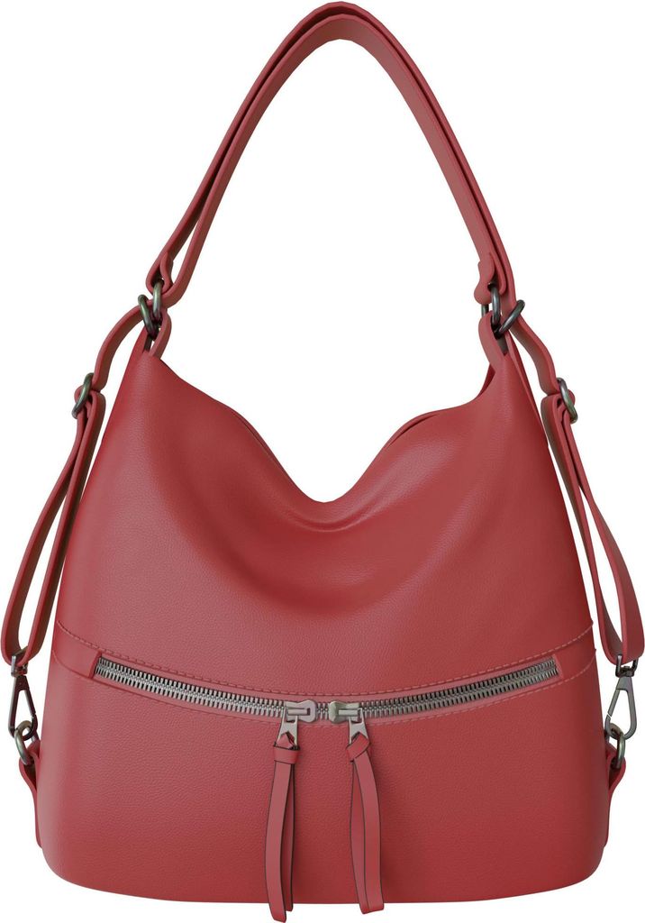 Damen Shopper Tasche groß Hobo Bag – vegane Leder Schultertasche mit Rucksackfunktion, 34x36x12 cm, geräumige Umhängetasche für Alltag & Bür...