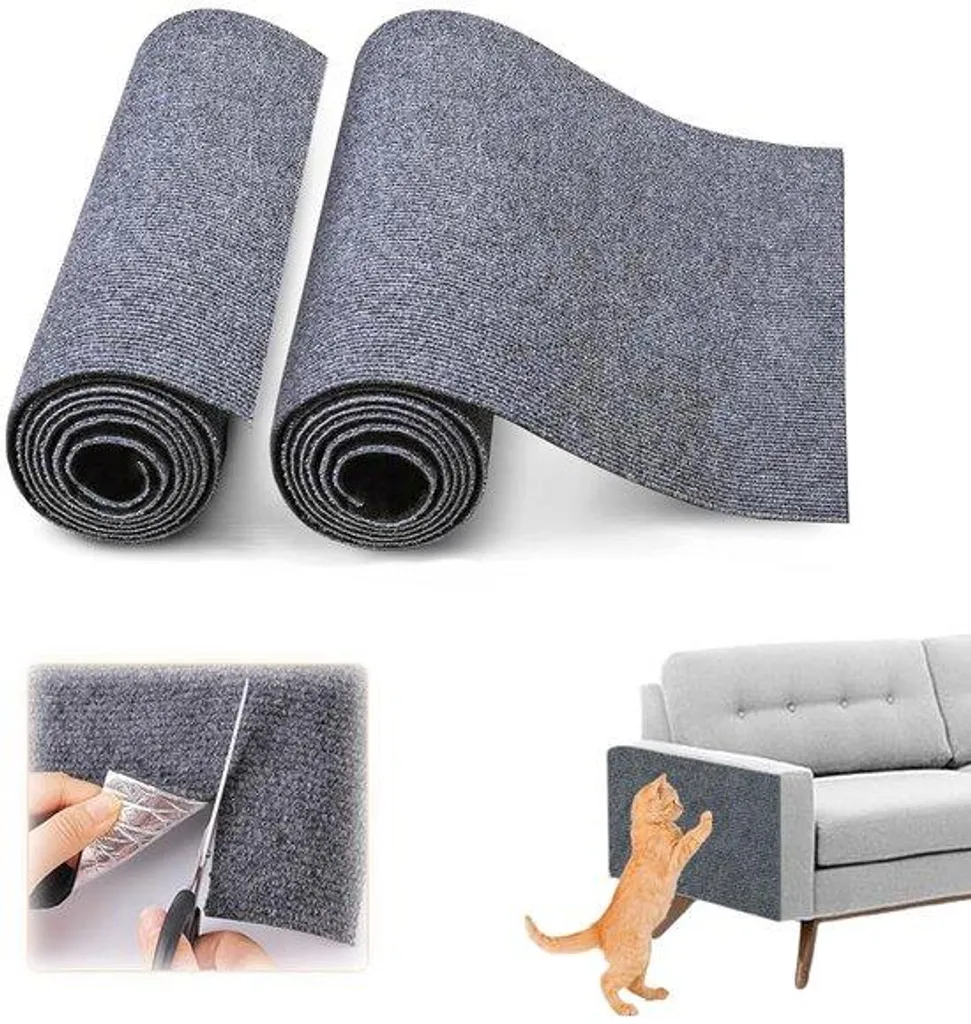 Tapis anti-griffures chat autocollant 30x100 cm haute résistance gris