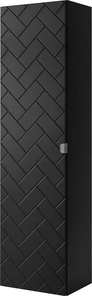 Armoire de salle de bain noir mat 35 x 136 x 27 cm à poignée argentée