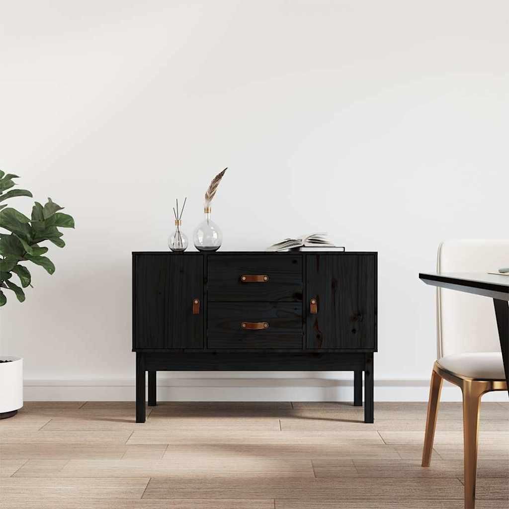 vidaXL Sideboard Schwarz 110x40x78 cm Massivholz Kiefer Produktbild 