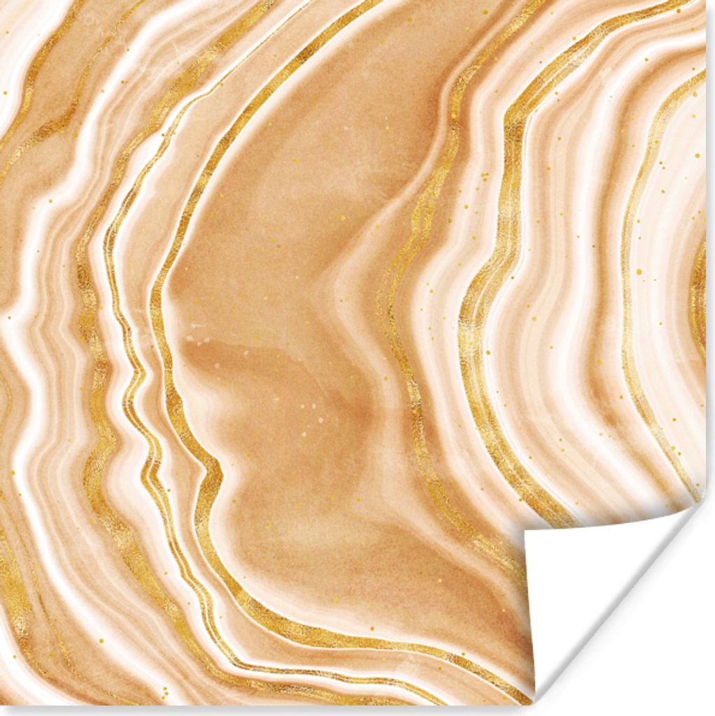 MuchoWow Poster Achat Stein - Gold - Edelsteine - Luxus 75x75 cm - Wand Dekoration