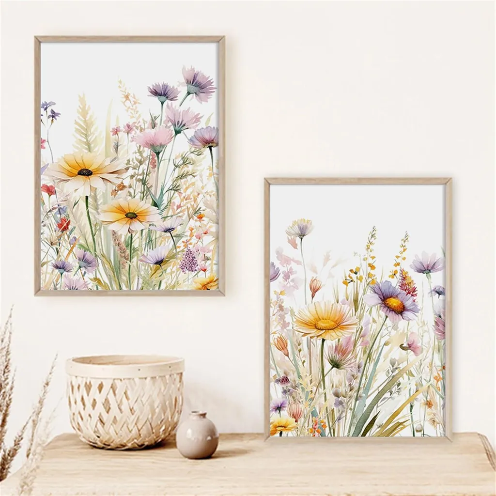 Impression sur Toile Fleurs de Pâquerettes : Triptyque Mural de Qualité - 5