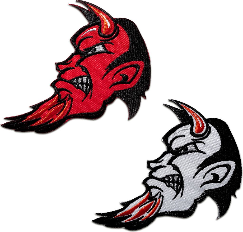 Teufel - Aufnäher, Bügelbild, Aufbügler, Applikationen, Patches, Flicken, Zum Aufbügeln, Größe: 9,9 x 9,4 cm