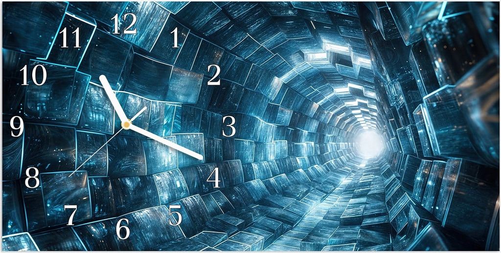 Wanduhr aus Glas mit Motiv Futuristischer Tunnel- 60 x 30 cm - inkl. Aufhängesystem