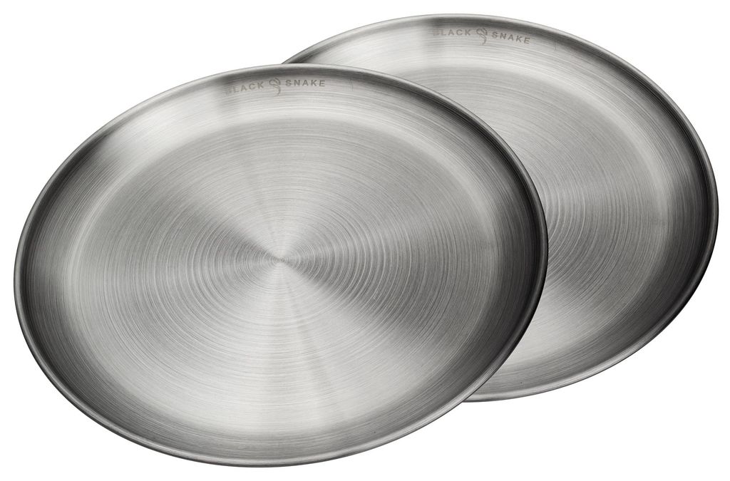 Camping-Teller Set aus Edelstahl - Flache Outdoor-Teller Ø Produktbild 