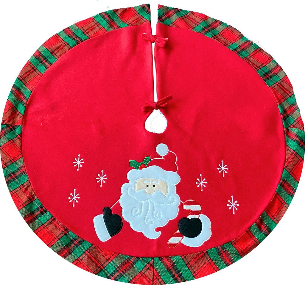 Heimtexland Weihnachtsbaumdecke Baumständer Schürze 90 cm Weihnachten Dekoration Christbaumdecke Typ618 Weihnachtsmann Karo