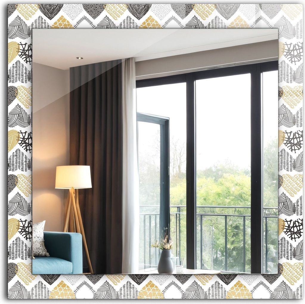 Bedruckter Spiegel - Wandspiegel - Dekorativer - Modern - 60x60 cm - Bunte Herzen