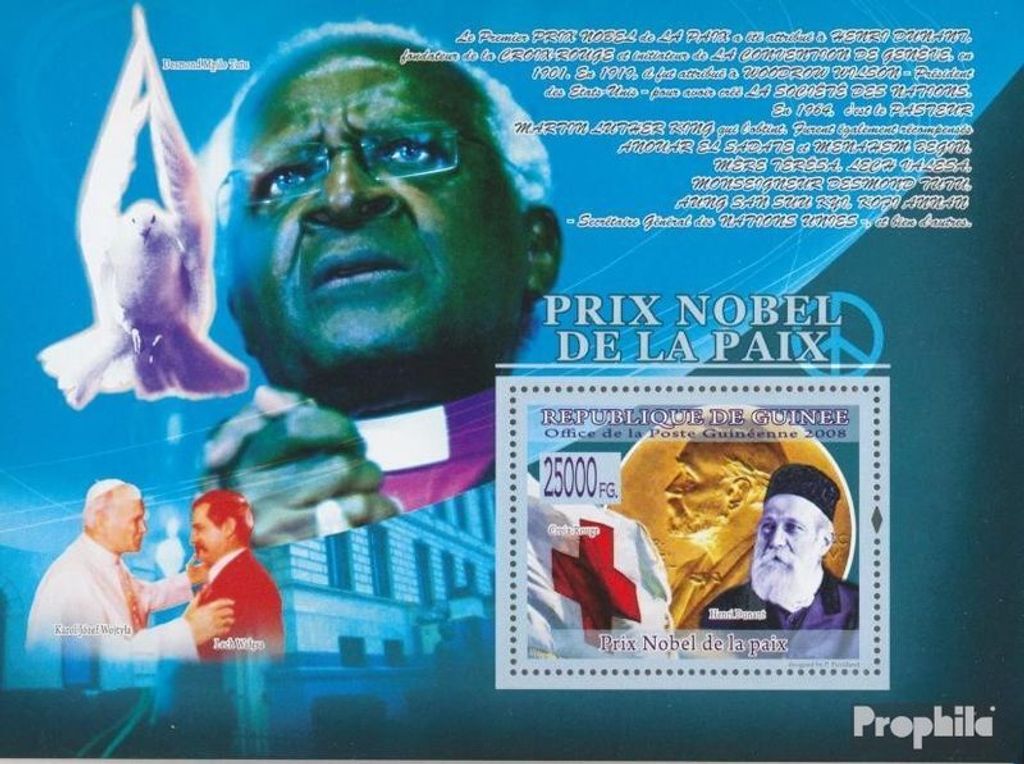 Briefmarken Guinea 2008 Mi Block 1595 (kompl. Ausgabe) postfrisch Henry Dunant (KJWojtyla & Lech Walesa)