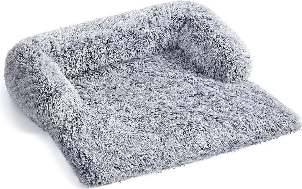 Lit pour chien relaxant en peluche grise 95 cm - Espace repos taille L