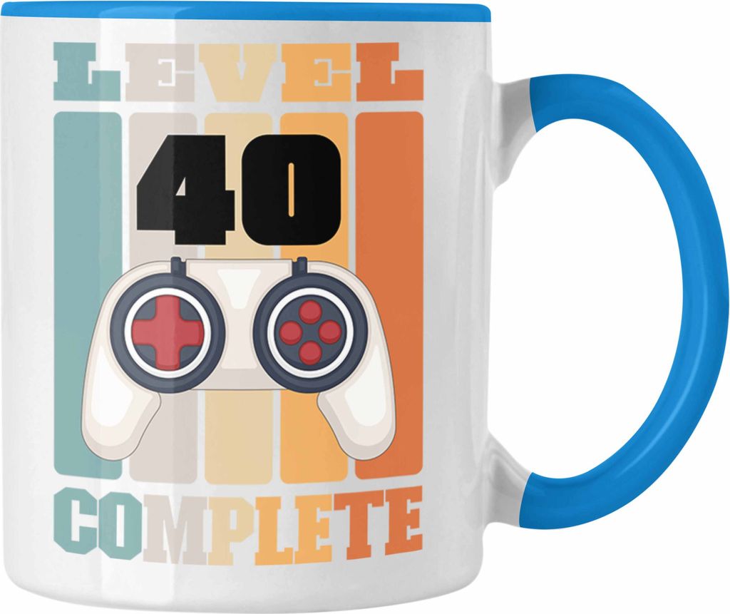 Trendation - 40. Geburtstag Tasse Mann Geschenk 40er Geschenkidee 40 Mutter Vater Männer Lustig Geschenke Gamer Geschenke (Blau)
