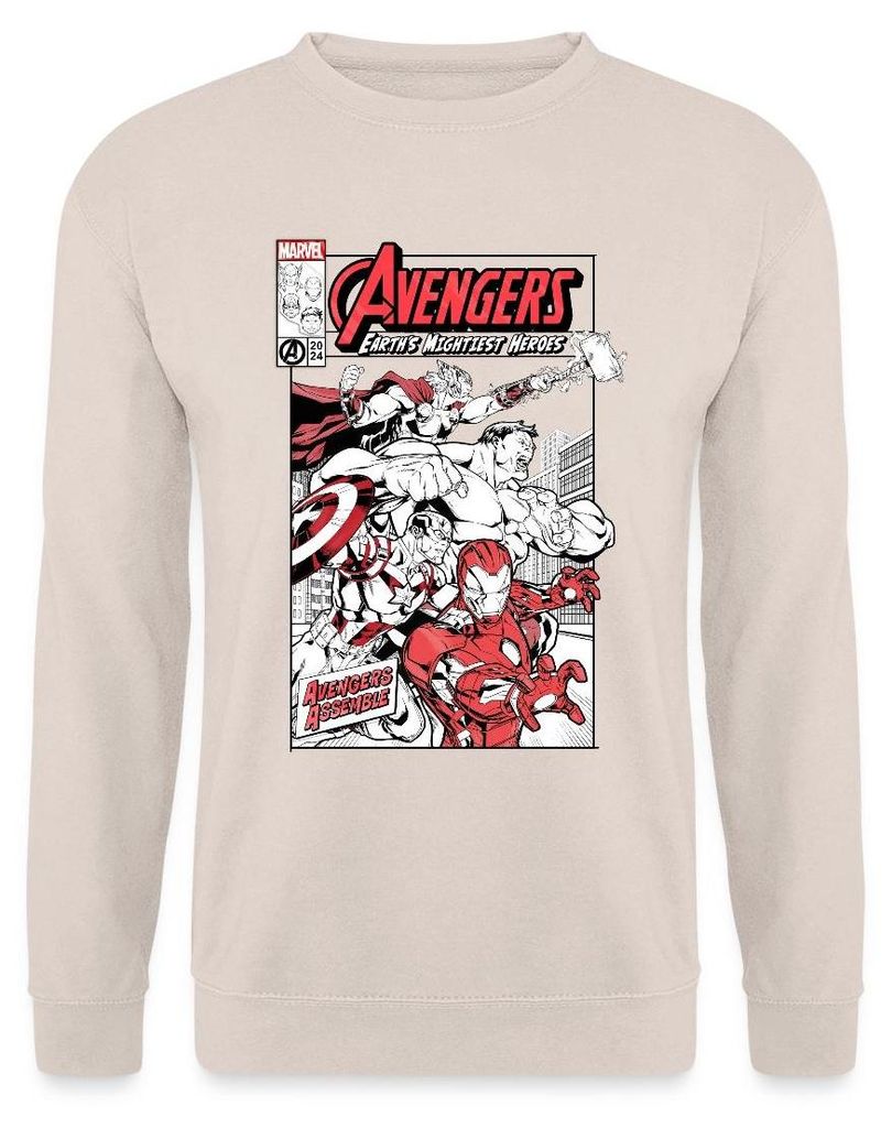Spreadshirt Avengers Assemble Helden Comic-Motiv Uni Pullover, XXL, Sand