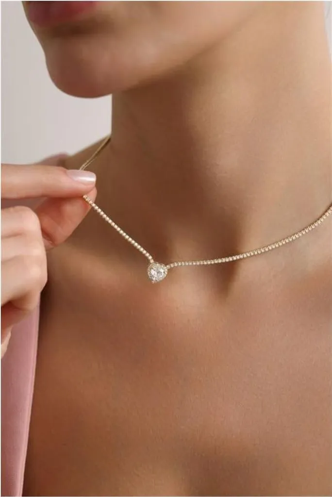 Collier argent doré et oxyde de zirconium - Finition haute joaillerie