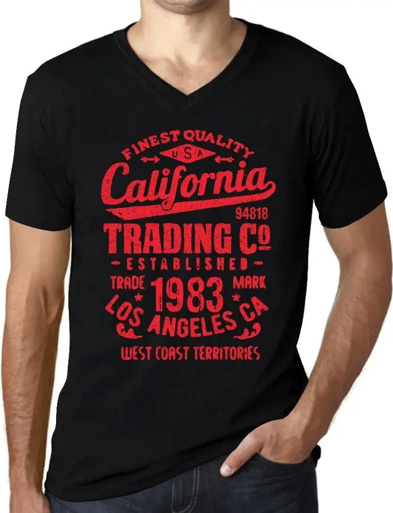 Herren Grafik T-Shirt V-Ausschnitt Seit 1983 in Kalifornien tätig – California Trading Since 1983 – Geschenk 41. Geburtstag Jahrestag 41 Jahre