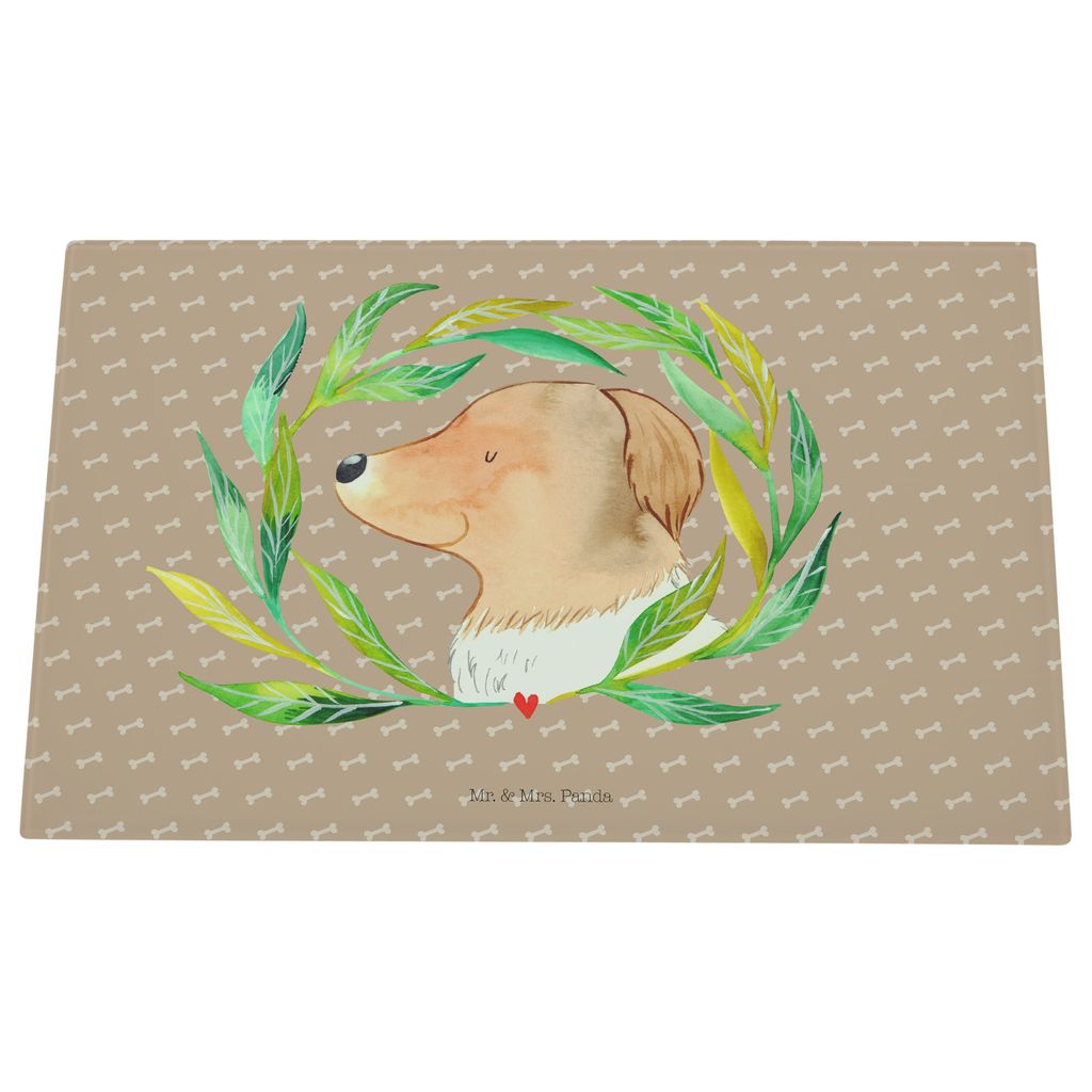 Mr. & Mrs. Panda Schneidplatte Glas Hund Blumen - Hundeglück - Geschenk, Hunde, Schneidebrett Aus, schneidbrett, Hackbrett, Sprüche, Niedlich, K...