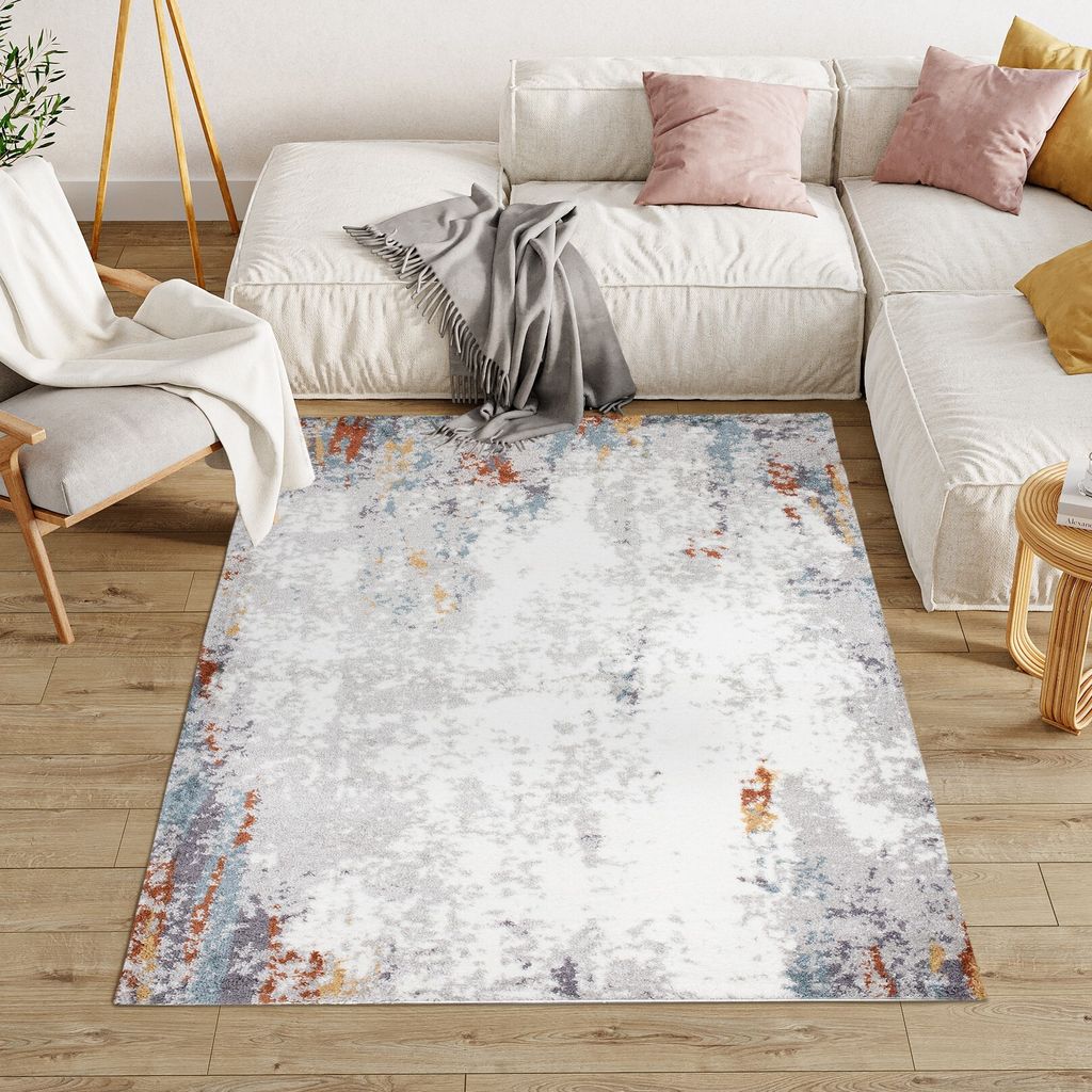 Teppich Wohnzimmer Schlafzimmer Modern Design Shaggy Hochflor Langflor Bunt 160 x 220 cm
