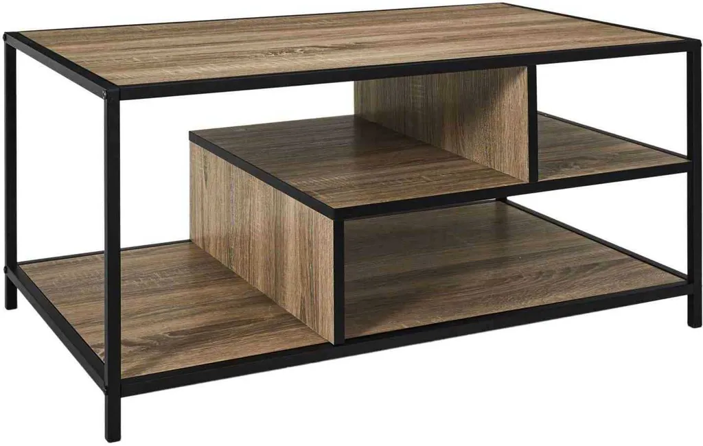 Table de Salon Edison rectangulaire avec plateau robuste décor chêne