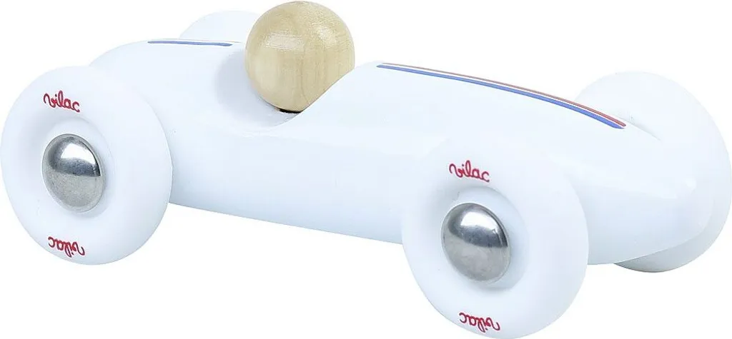 Jouet Premier Âge Voiture en Bois Blanche - Idéal Cadeau de Naissance
